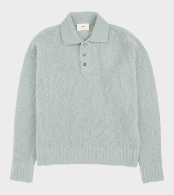 AMI - Hairy Wool Polo Knit Aquamarine