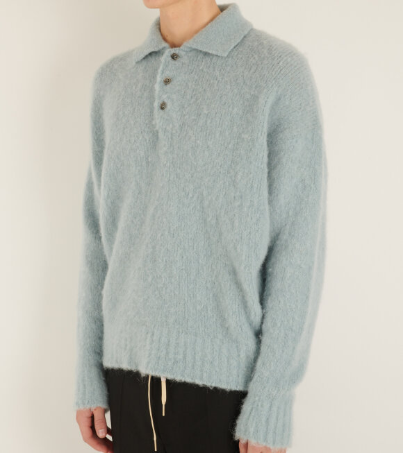 AMI - Hairy Wool Polo Knit Aquamarine