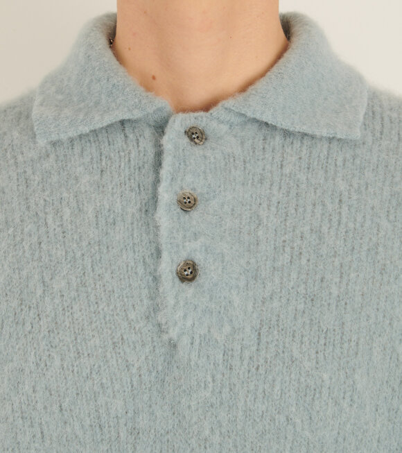 AMI - Hairy Wool Polo Knit Aquamarine