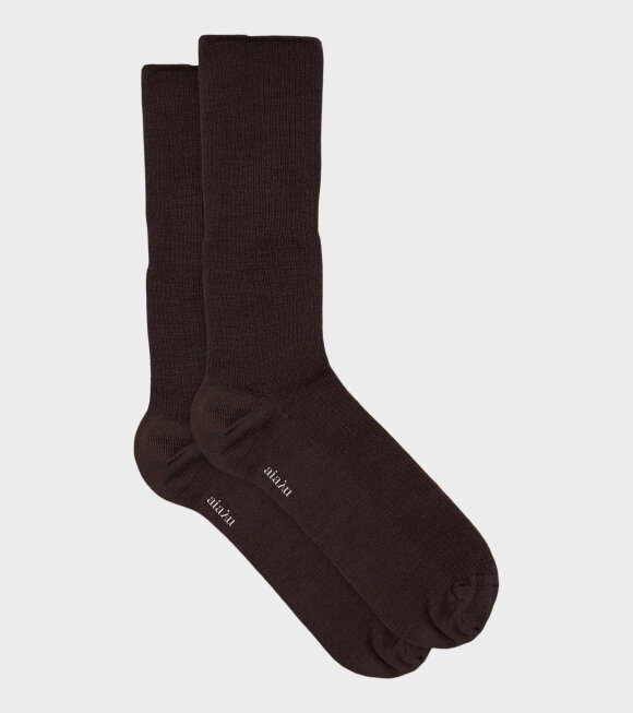 Aiayu - Wool Rib Socks Brown 