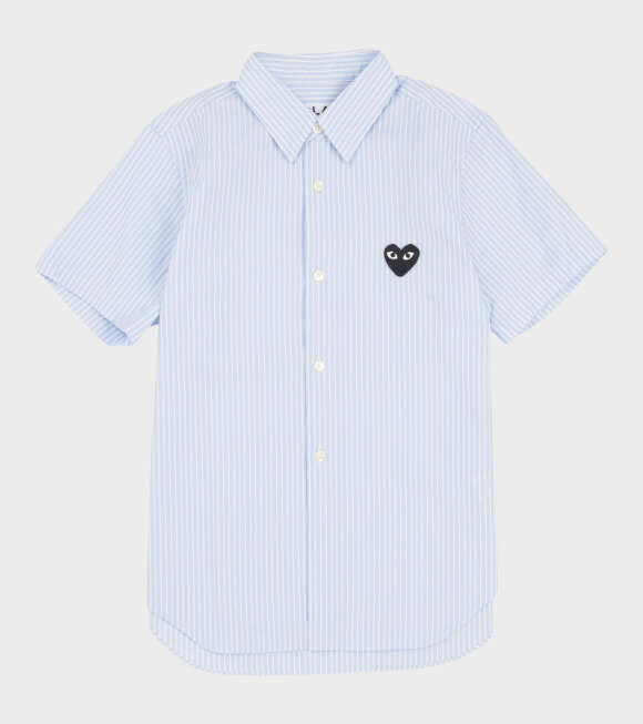 Comme des Garcons PLAY - W Black Heart S/S Striped Shirt Blue