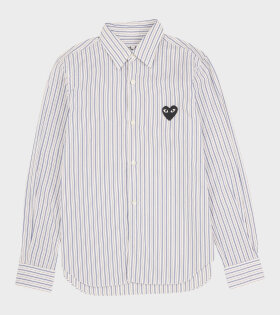 W Black Heart Striped Shirt Blue