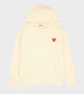 M Red Heart Zip Hoodie Off-white