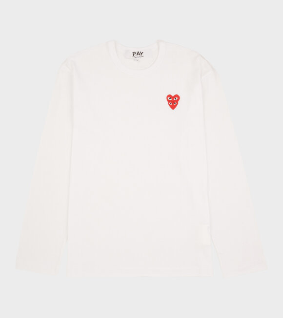 Comme des Garcons PLAY - M Double Heart LS T-shirt White