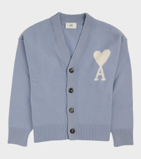Wool Cardigan Cashmere Blue/Off-white