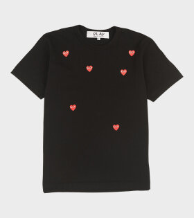 U Red Hearts T-shirt Black