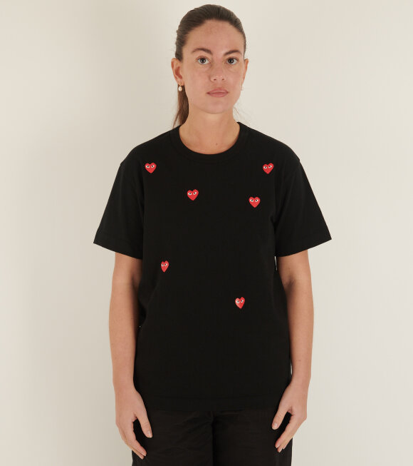 Comme des Garcons PLAY - U Red Hearts T-shirt Black