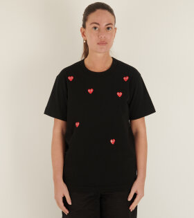 U Red Hearts T-shirt Black