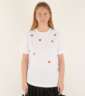 U Red Hearts T-shirt White