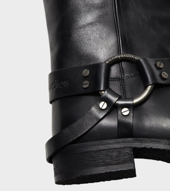 Acne Studios - Leather Buckle Boots Black