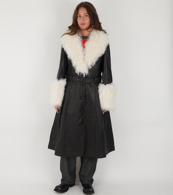 Saks Potts - Foxy Shearling Coat Black/Cloud