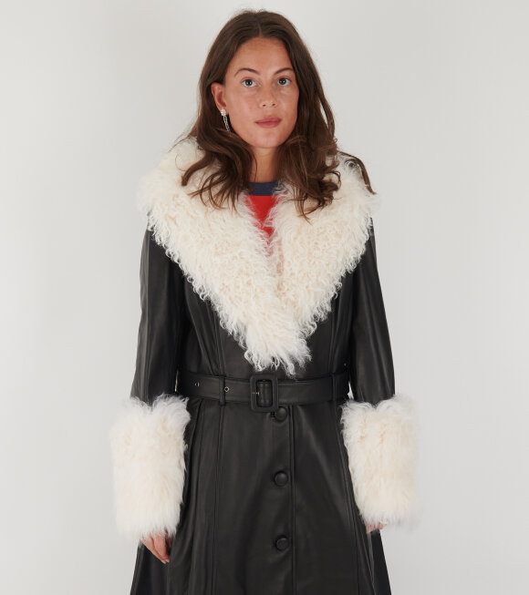 Saks Potts - Foxy Shearling Coat Black/Cloud