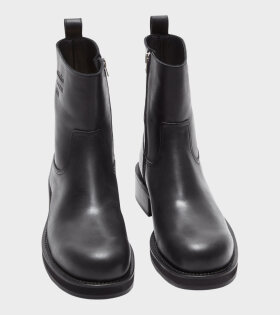 Waxed Leather Boots Black