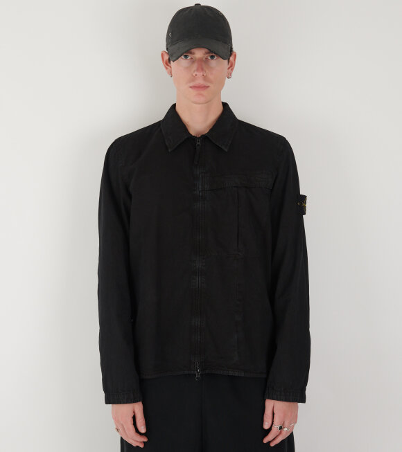 Stone Island - Garment Dyed Cotton Overshirt Black