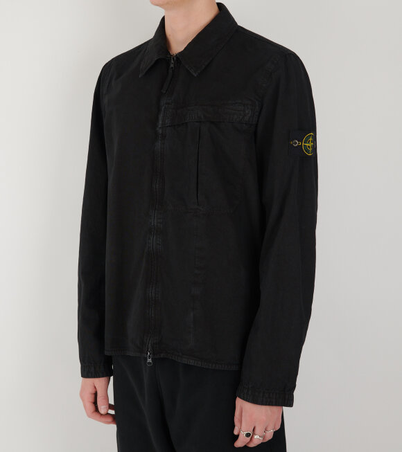 Stone Island - Garment Dyed Cotton Overshirt Black