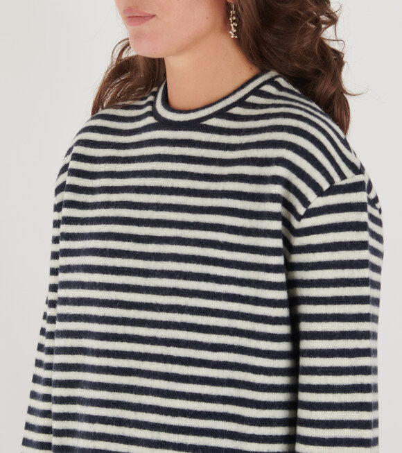 Jil Sander - Striped Boiled Wool Knit Off-white/Navy