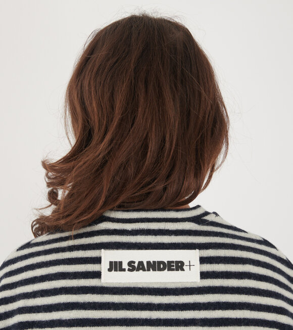 Jil Sander - Striped Boiled Wool Knit Off-white/Navy