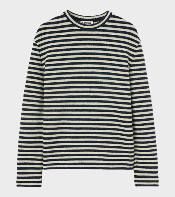 Jil Sander - Striped Boiled Wool Knit Off-white/Navy