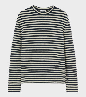 Striped Boiled Wool Knit Off-white/Navy