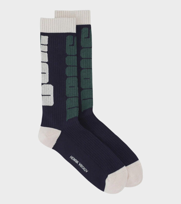 Henrik Vibskov - Enigma Sport Socks Navy/Green/Bold