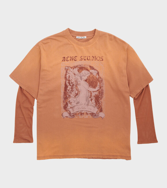 Acne Studios - Layered Print T-shirt Rust Red