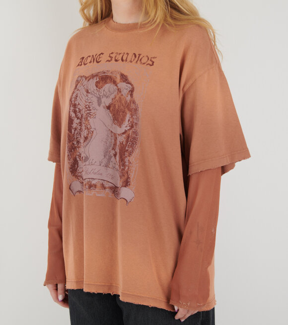 Acne Studios - Layered Print T-shirt Rust Red