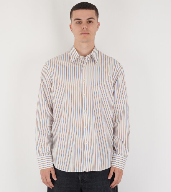 Sunflower - Base Shirt White/Brown/Blue Stripes