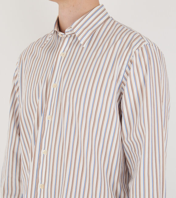 Sunflower - Base Shirt White/Brown/Blue Stripes