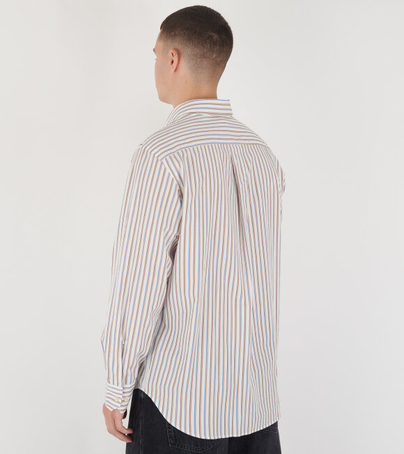 Sunflower - Base Shirt White/Brown/Blue Stripes