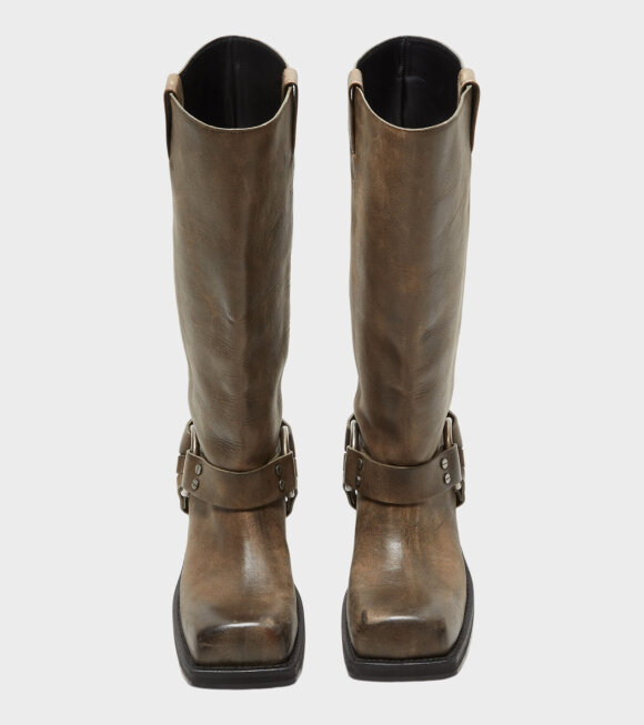 Acne Studios - Leather Buckle Boots Greige