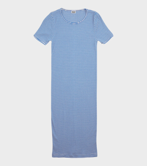 Nørgaard Paa Strøget - 101 Short Sleeve John Rib Dress Cobalt Blue/Ecru