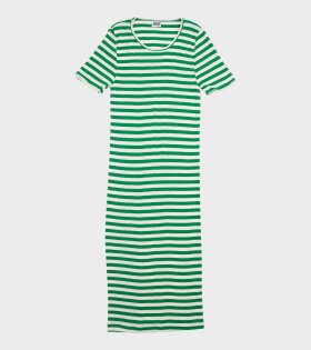101 Short Sleeve John Rib Dress Green/Ecru