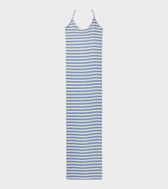 Nørgaard Paa Strøget - 101 Strap Rib Dress Light Blue/Ecru