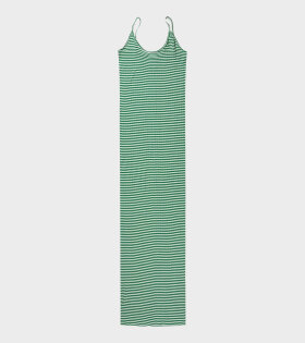 101 Strap Rib Dress Green/Ecru