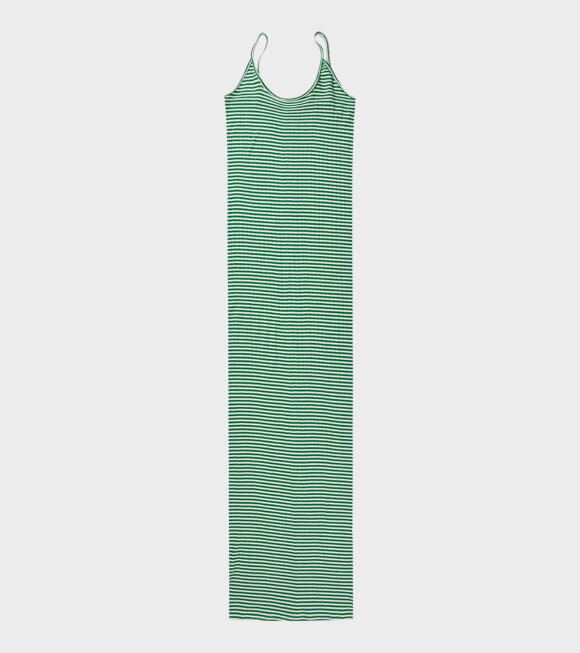 Nørgaard Paa Strøget - 101 Strap Rib Dress Green/Ecru