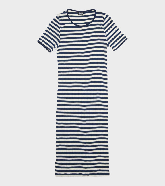 Nørgaard Paa Strøget - 101 Short Sleeve John Rib Dress Marine/Ecru