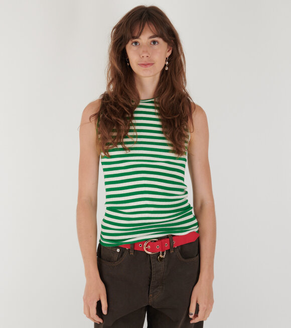 Nørgaard Paa Strøget - 101 Tank Top Green/Ecru