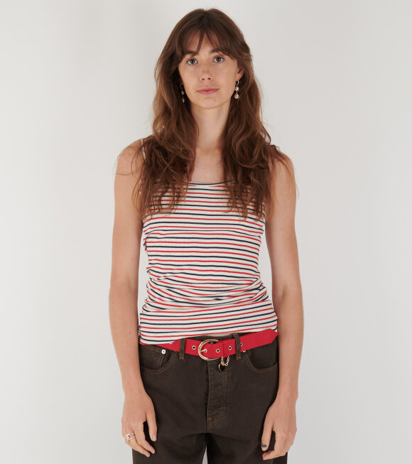 Nørgaard Paa Strøget - 101 Strap Top Ecru/Marine/Red