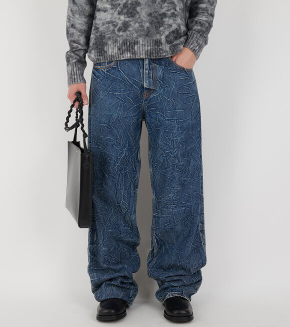 MM6 Maison Margiela - Crinkle Denim Jeans Blue