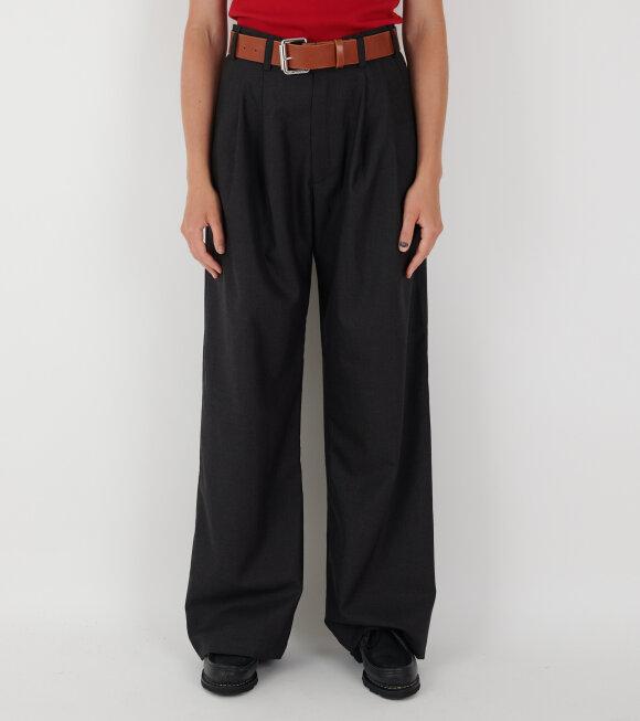 AF Agger - Fine Wool Wide Box Trousers Charcoal