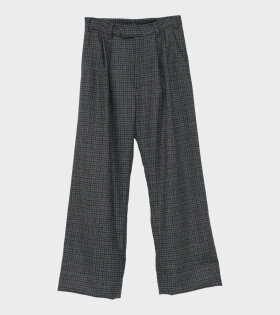 Shetland Wool Wide Box Trousers Blue/Grey