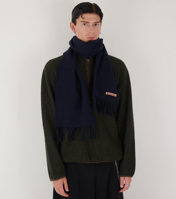 Acne Studios - Skinny Fringed Scarf Navy Blue