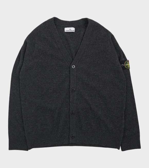 Stone Island - Virgin Wool V-neck Cardigan Dark Grey