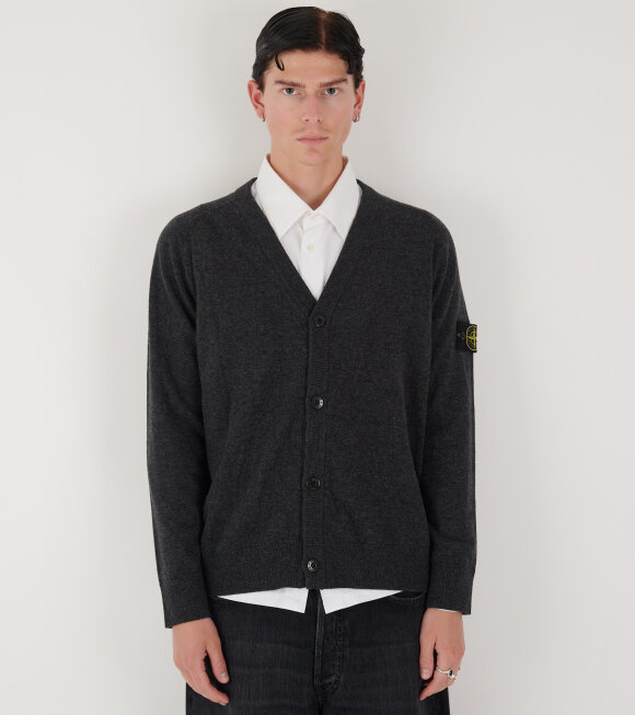 Stone Island - Virgin Wool V-neck Cardigan Dark Grey