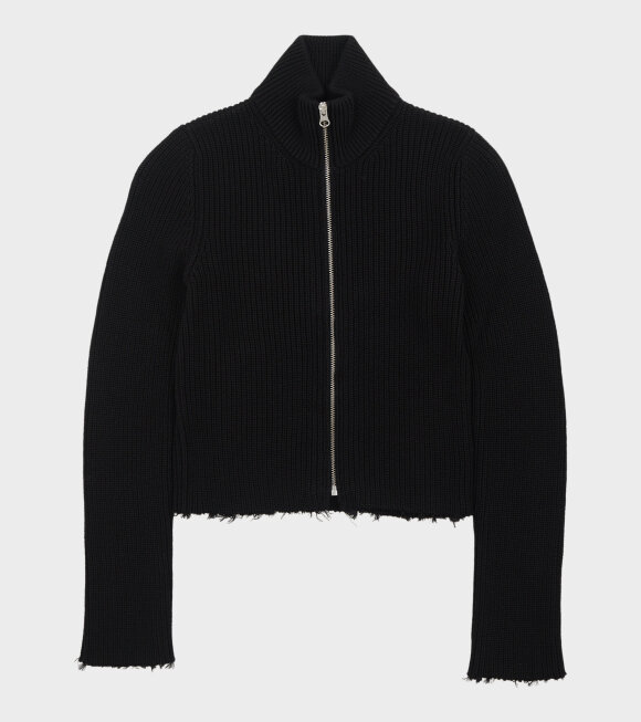 MM6 Maison Margiela - Cropped Zip Cotton Knit Black