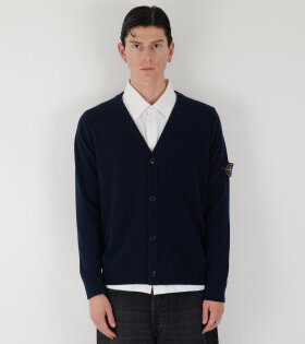 Virgin Wool V-neck Cardigan Navy