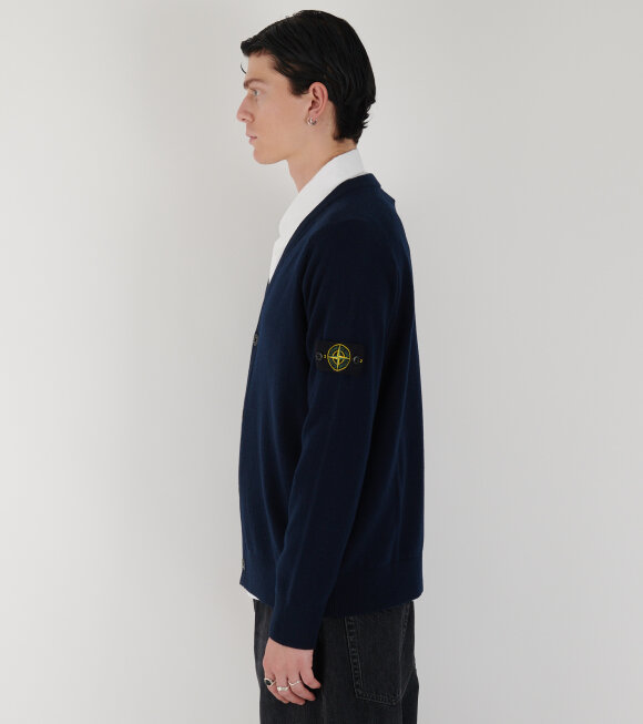 Stone Island - Virgin Wool V-neck Cardigan Navy