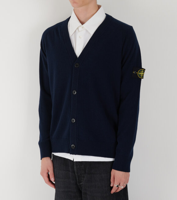 Stone Island - Virgin Wool V-neck Cardigan Navy