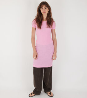 101 Short Sleeve John Rib Dress Bubblegum Pink