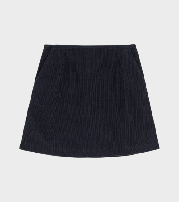 Aiayu - Mini Skirt Corduroy Black Navy